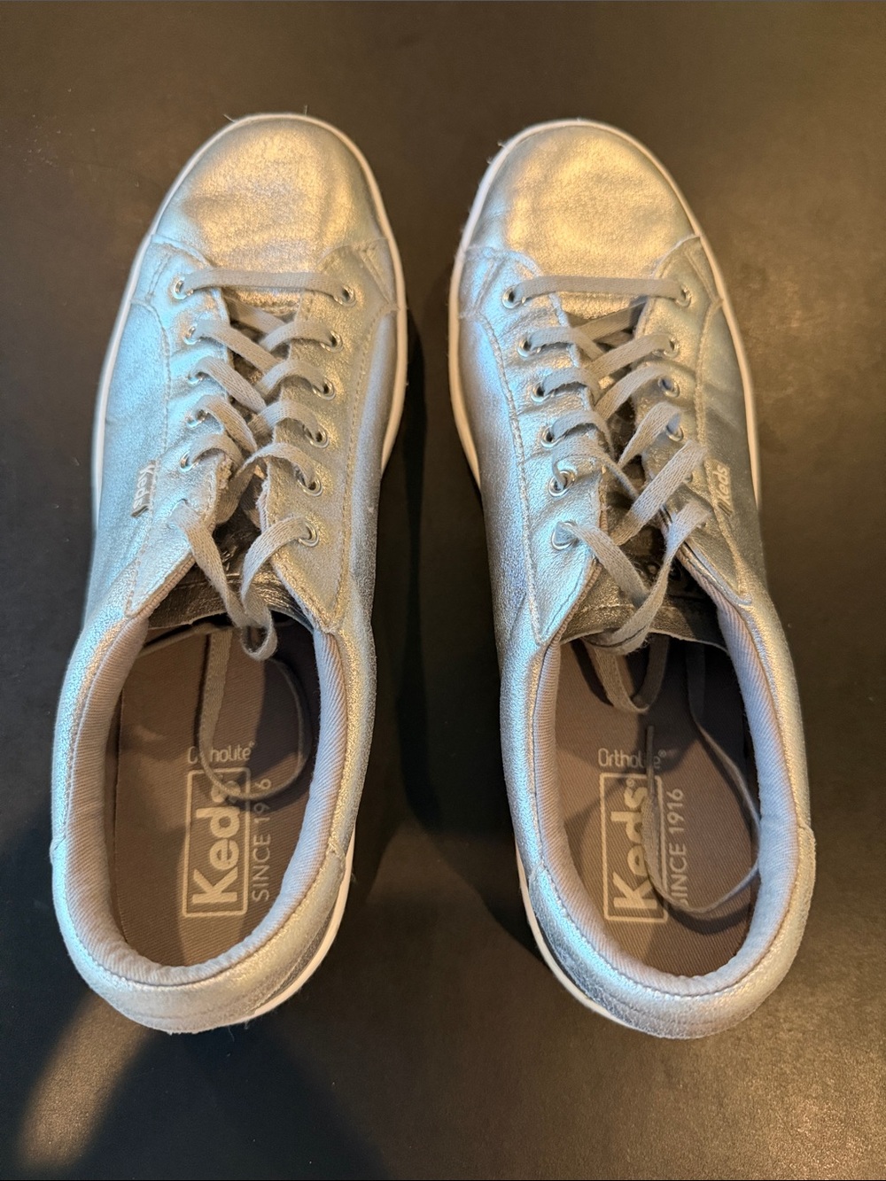 Keds Metallic Silver Low-Top Lace-Up Sneakers